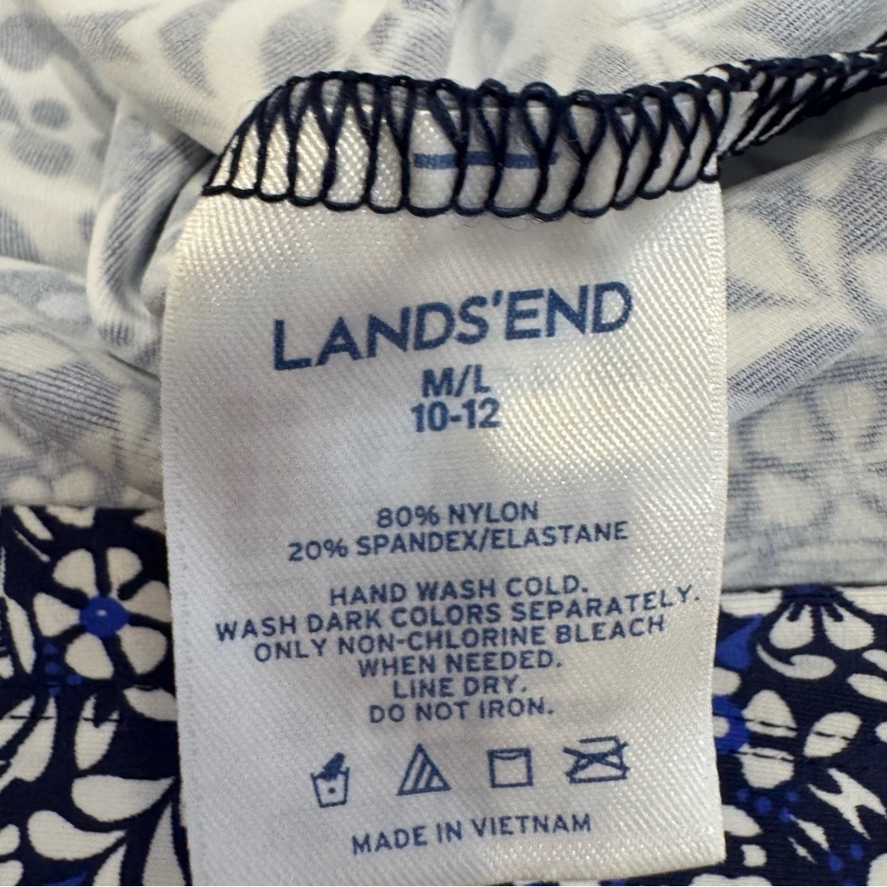 Lands End Beach Dress Sleeveless Nylon Floral Pool Cover Up Vacation M/L(10/12) - Picture 6 of 6